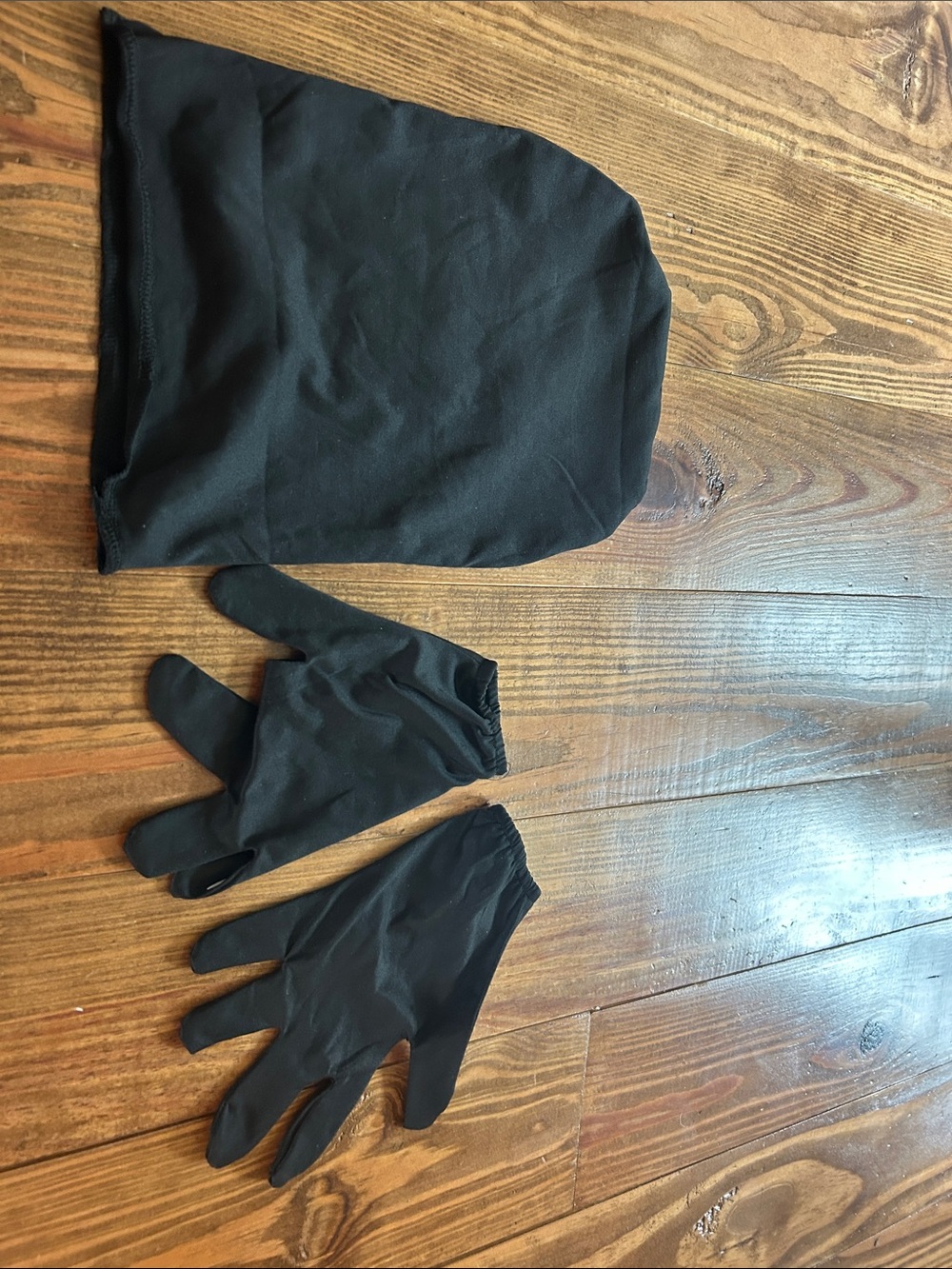 Kids Black Skeleton Costume with Hood and Gloves ~Glows in the Dark - Picture 6 of 13
